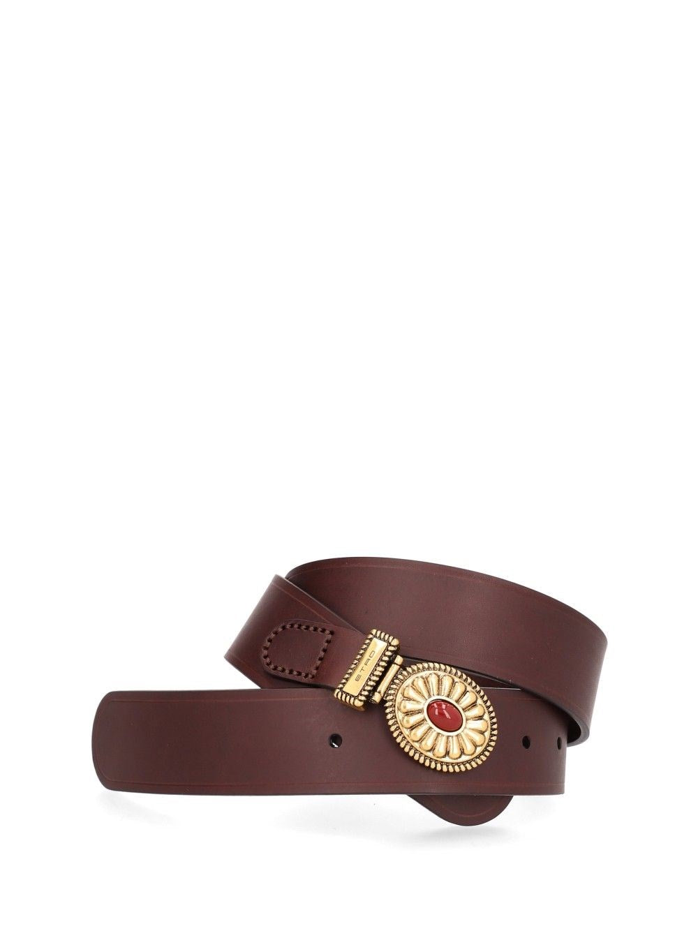 Etro Leather Belt With Crystals - Brown