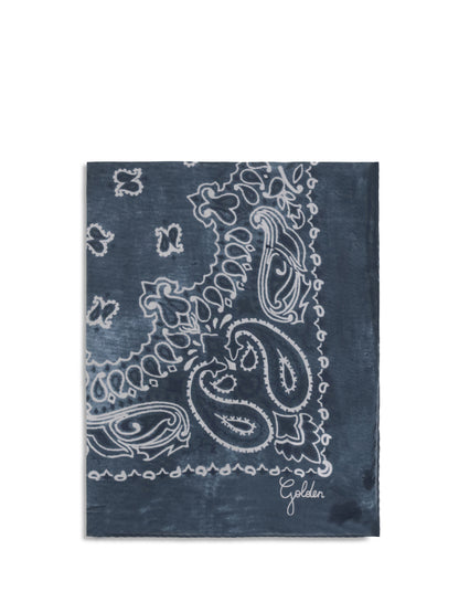 Golden Goose Golden paisley printed silk Scarf - Denim Blue