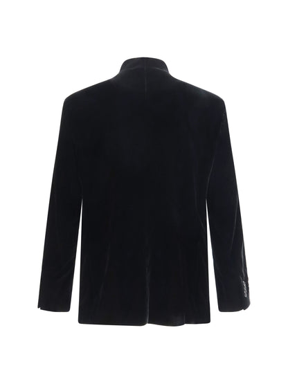 Giorgio Armani Blazer One Shot in stretch viscose and cupro velvet - Black