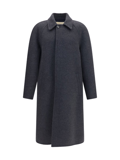 Valentino Wool Coat - Grey Dark/Blue/Grey Dark