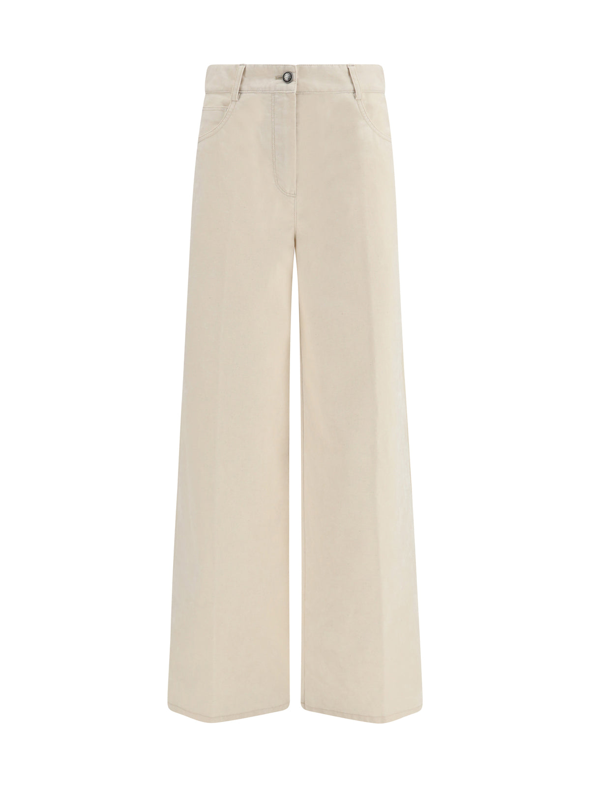 Forte_forte Wide leg Jeans in flocked denim - Ivory