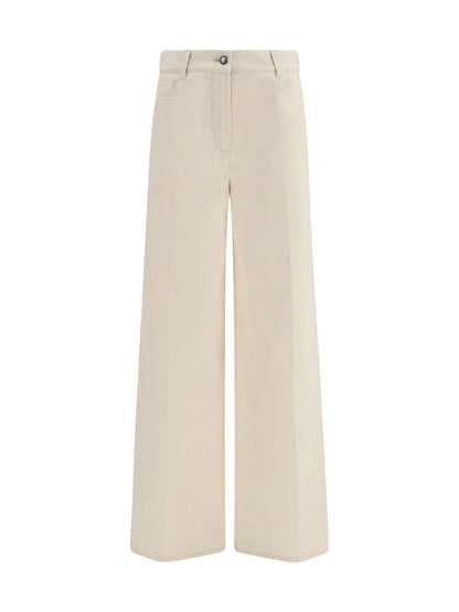 Forte_forte Wide leg Jeans in flocked denim - Ivory
