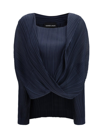 GIORGIO ARMANI Semi-sheer pleated Blouse