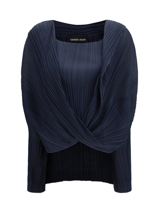 GIORGIO ARMANI Semi-sheer pleated Blouse