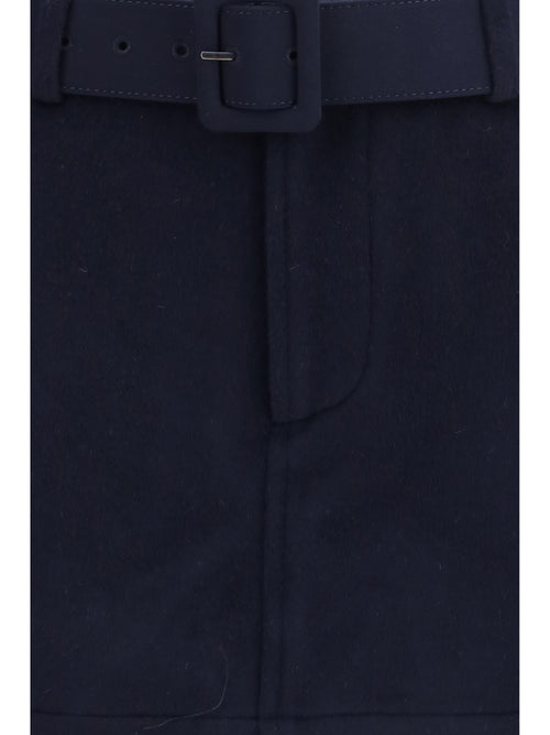 Self-Portrait Wool Shorts with lace - Navy