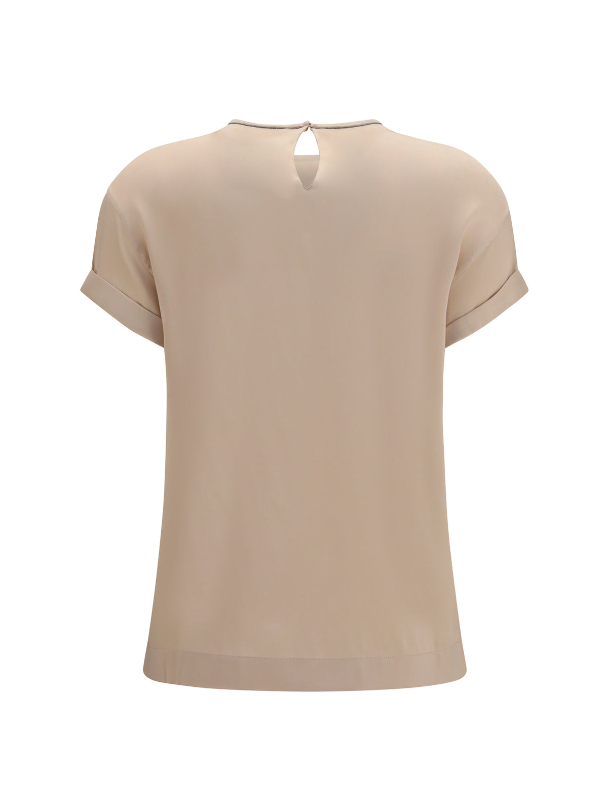 Brunello Cucinelli Silk Blouse with monili chain - Sand