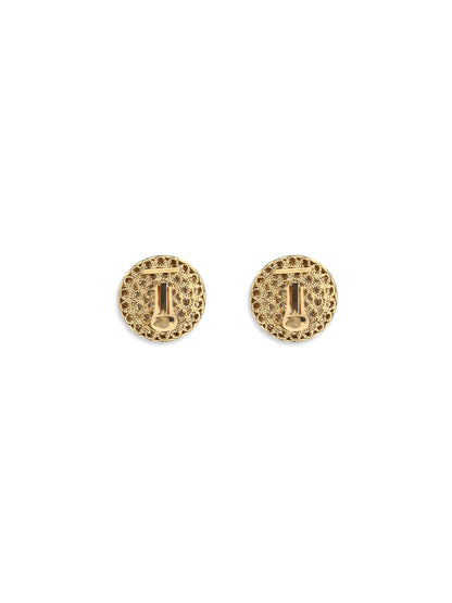 Alessandra Rich Round crystal clip-on Earrings - Cry-Gold