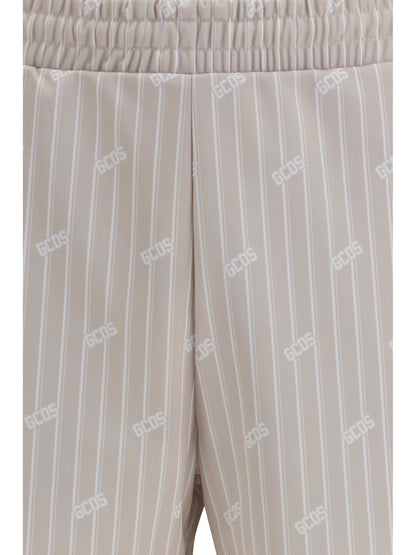 GCDS All-over logo pinstripe Shorts - Sandshell/Bone