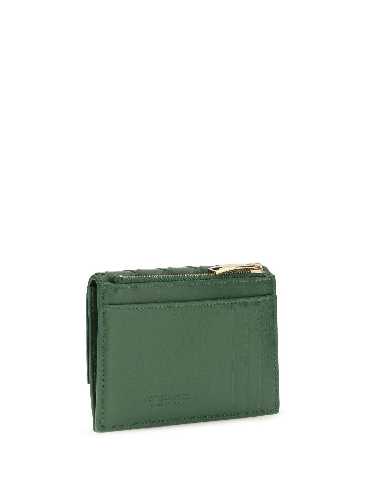 Bottega Veneta Knot Card Holder - Basil-Muse Brass