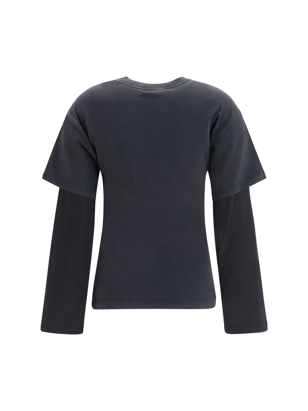Courrèges Logo print double sleeves T-shirt - Stonewashed Grey/Black