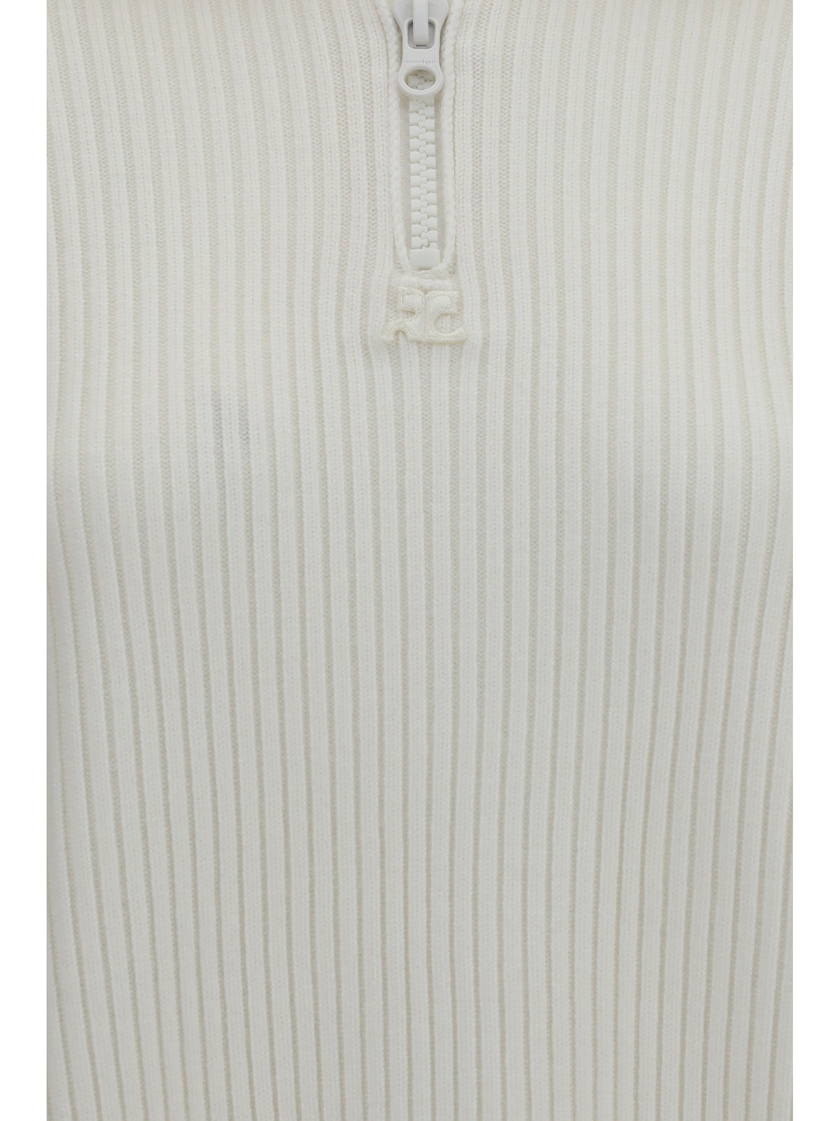 Courrèges Ribbed zip Sweater - Heritage White