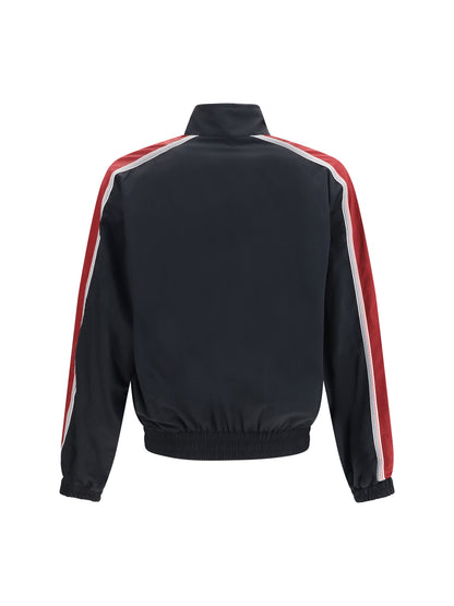 Versace Nylon Blouson Jacket with embroidered logo - Black