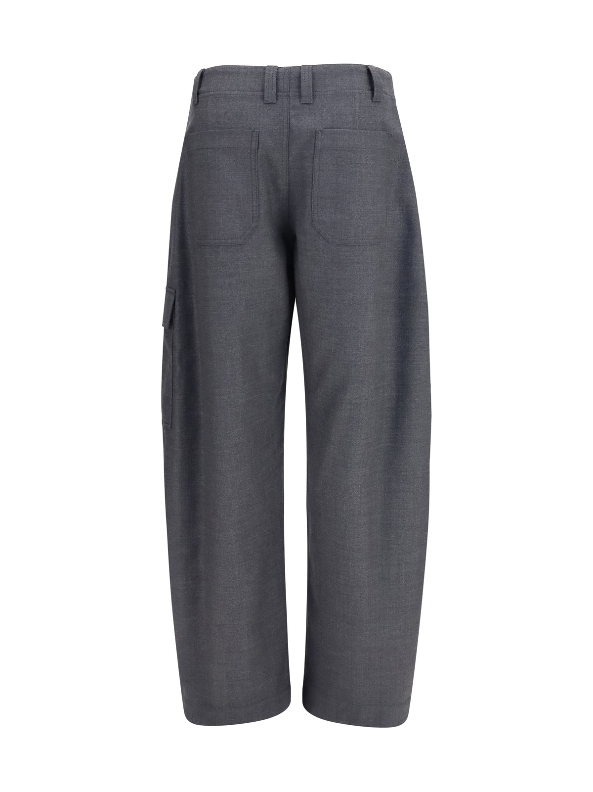 Brunello Cucinelli Barrel cargo Pants in virgin wool twill with monile - Dark Grey