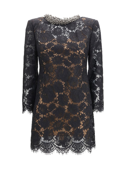 Self-Portrait Lace long sleeve mini Dress - Black