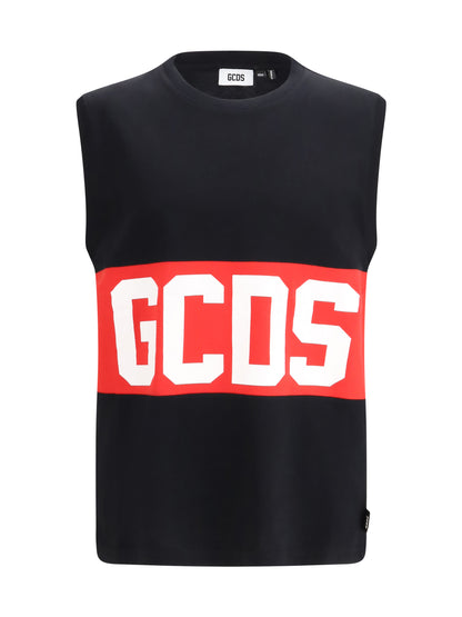 GCDS Tank Top with logo band - Black/Red