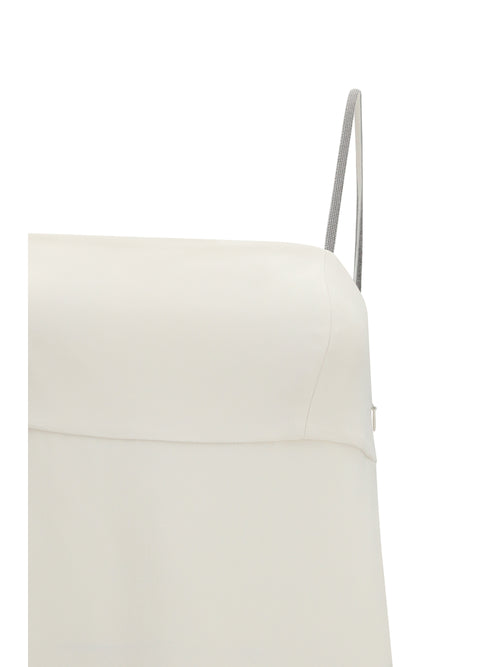 Brunello Cucinelli Long silk Dress with monili chain - Pure White