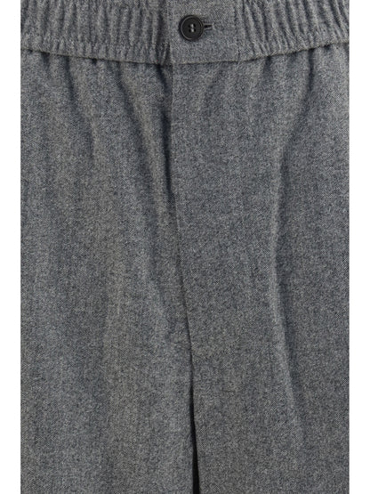 Giorgio Armani Oversized Pants in wool and cashmere with denim effect - Light Grey Melange