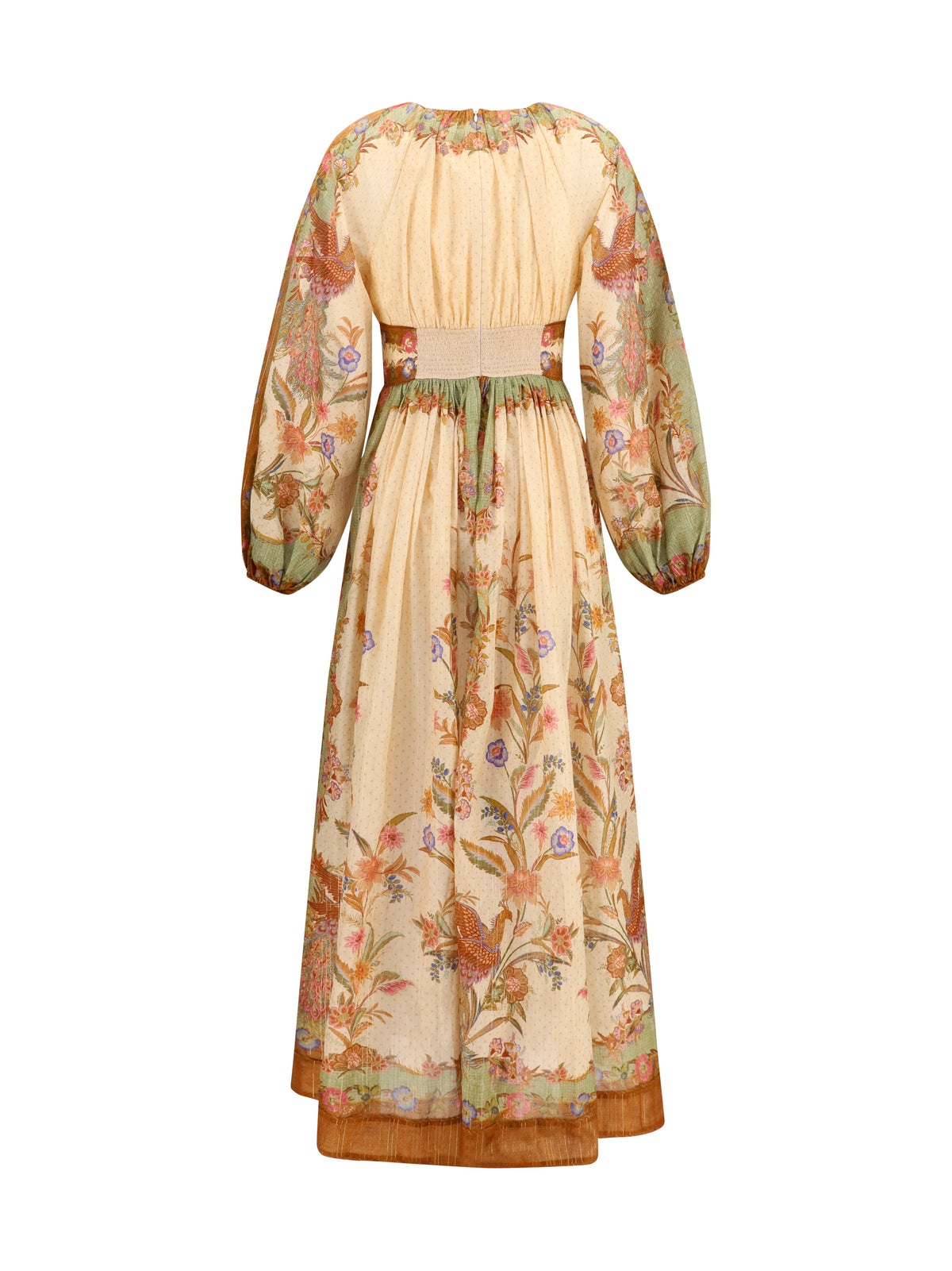 Zimmermann Indra elasticated waist maxi Dress - Cream Khaki Scarf Floral