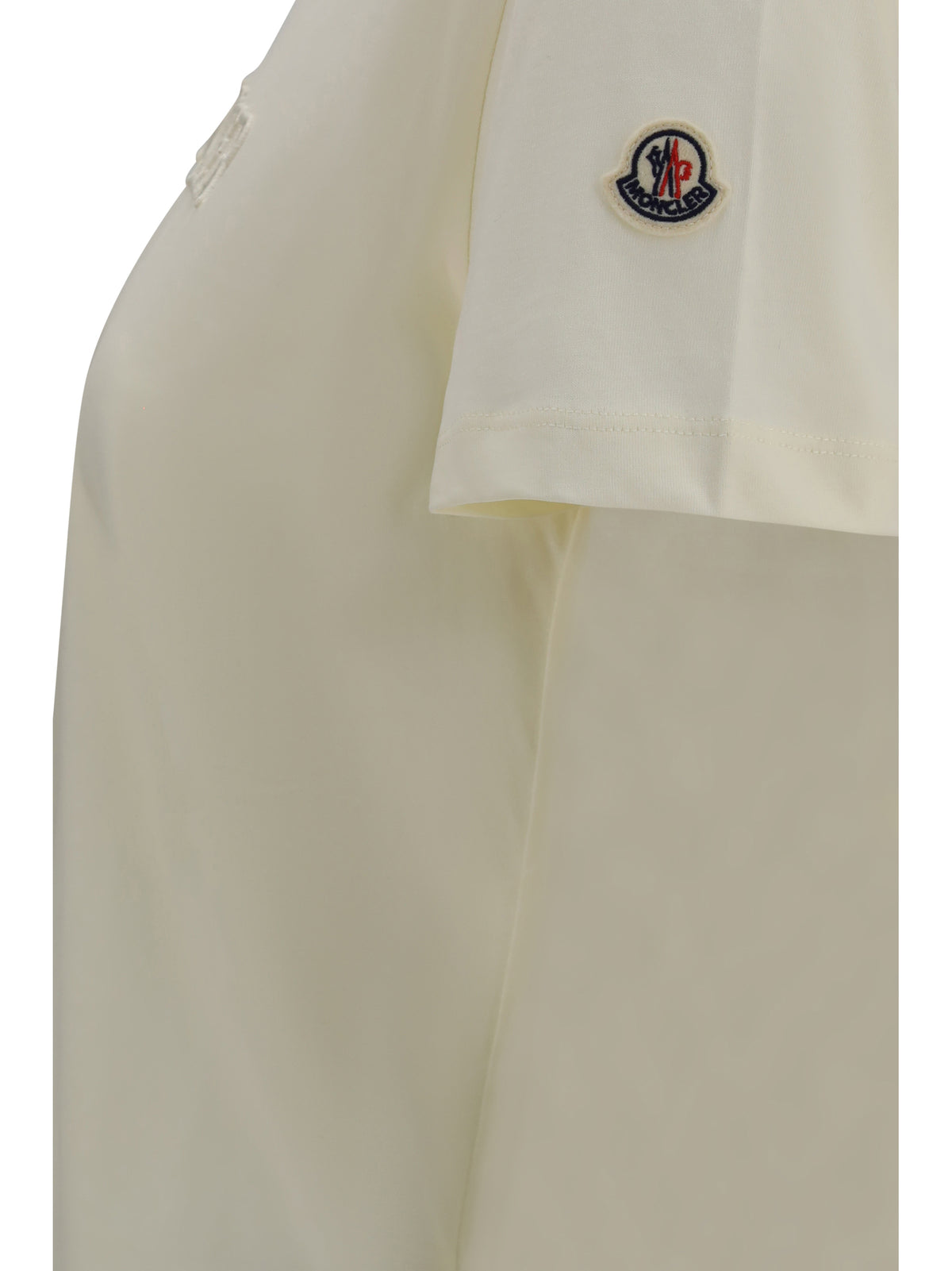 Moncler Cotton T-shirt with a tone on tone embroidered logo - White