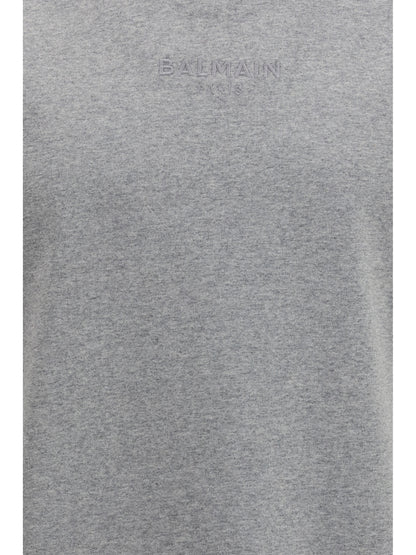 Balmain Embroidered logo T-shirt - Gris Chiné/Gris Chiné
