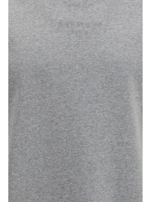 Balmain Embroidered logo T-shirt - Gris Chiné/Gris Chiné