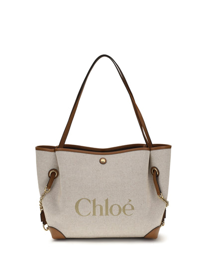 Chloé Clover Tote Bag in canvas - Clay Brown