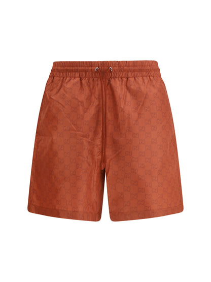 GUCCI Nylon Swim Shorts with GG print