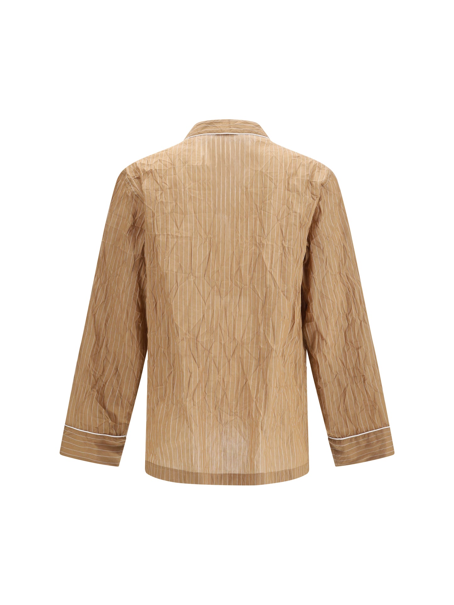 DOLCE & GABBANA Vanity Shirt-style robe in froissé striped fabric