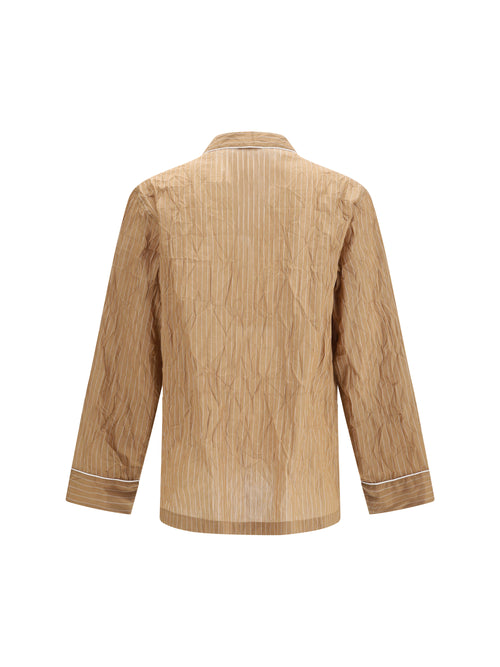 Dolce & Gabbana Vanity Shirt-style robe in froissé striped fabric - Rigato