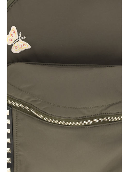 Valentino Stud Up technical fabric Backpack - Army Green/Black/Pumpkin/Multicolor