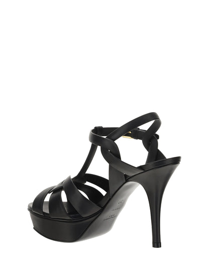 Saint Laurent Leather platform Sandals - Black