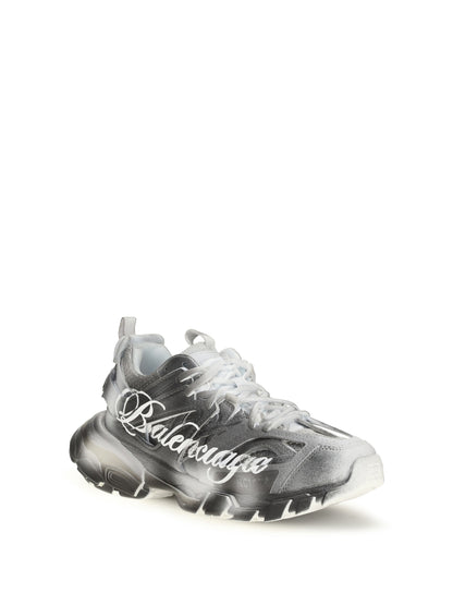 Balenciaga Track Stencil Sneakers - Black / White