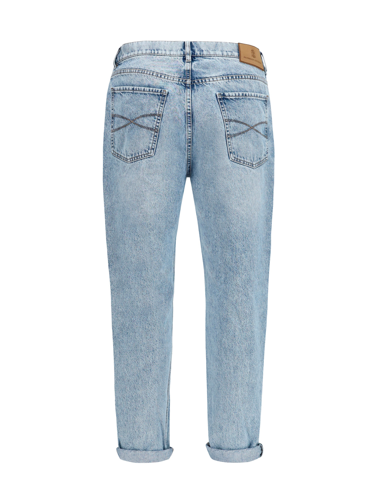 Brunello Cucinelli Straight-leg turn-up Jeans - Light Denim