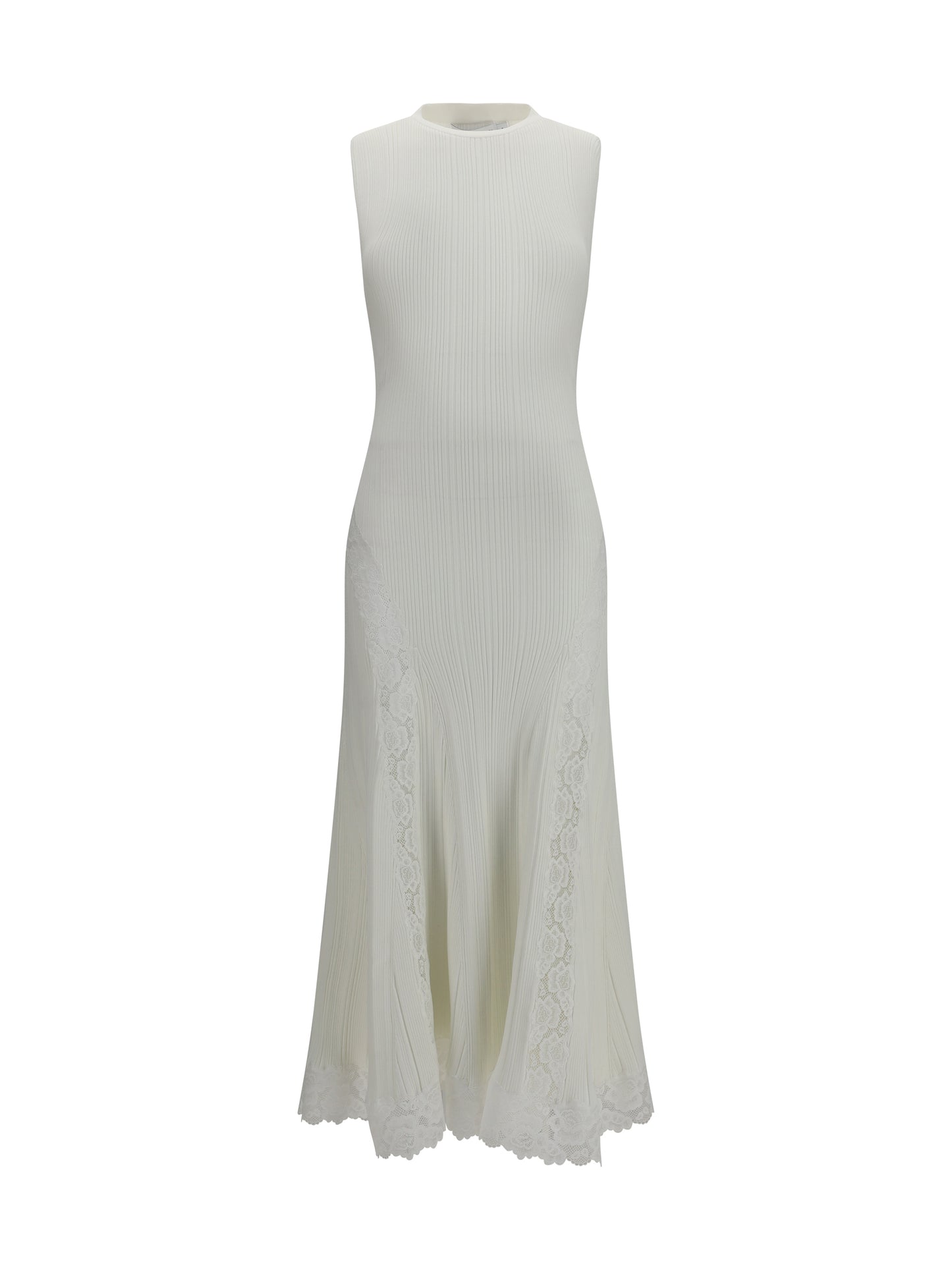 SELF-PORTRAIT Knit midi Dress with lace inserts