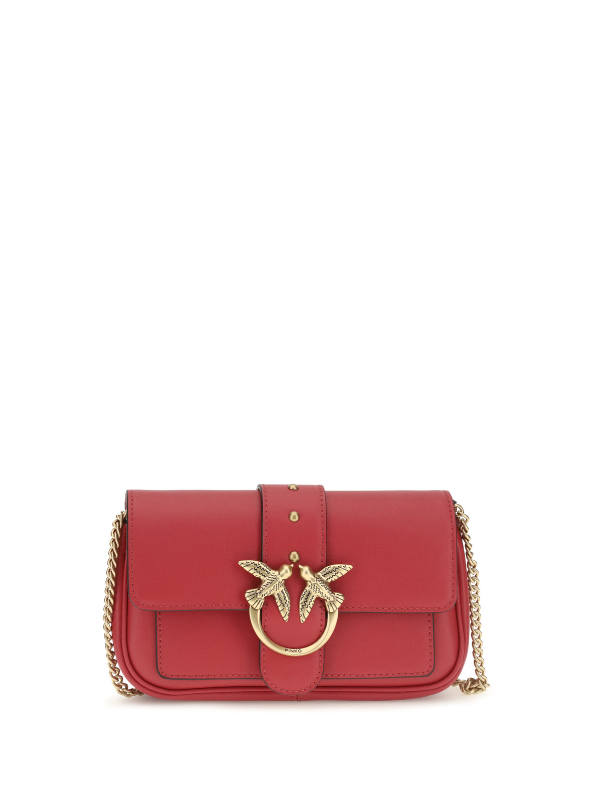Pinko Love One Shoulder Bag - Red Rio-Antique Gold