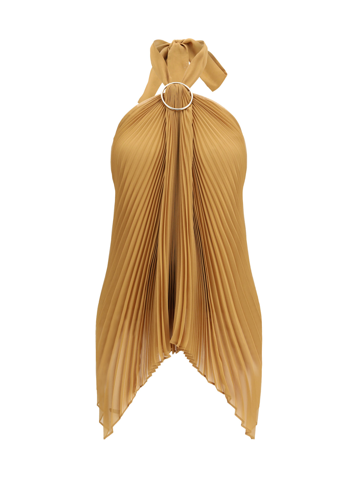 Max Mara Pianoforte Plissé chiffon Top - Caramello