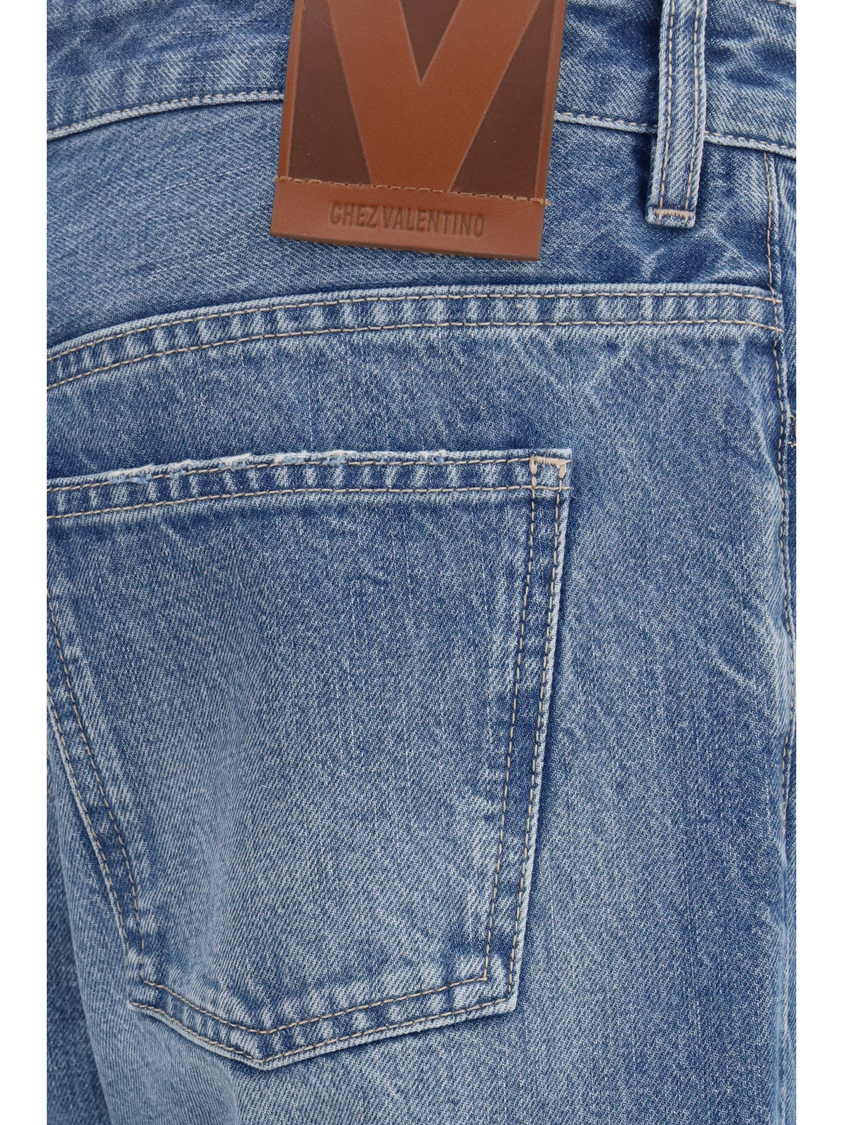Valentino Straight-leg Jeans - Medium Blue Denim