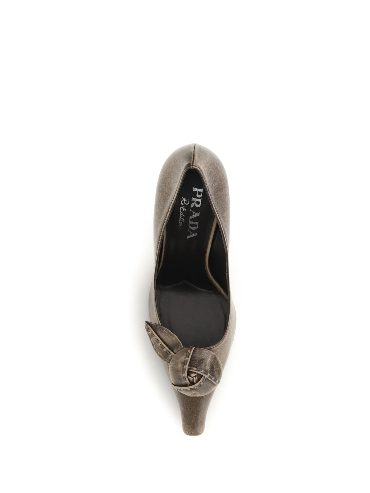 Prada Leather Pumps with rose appliqué - Tortora