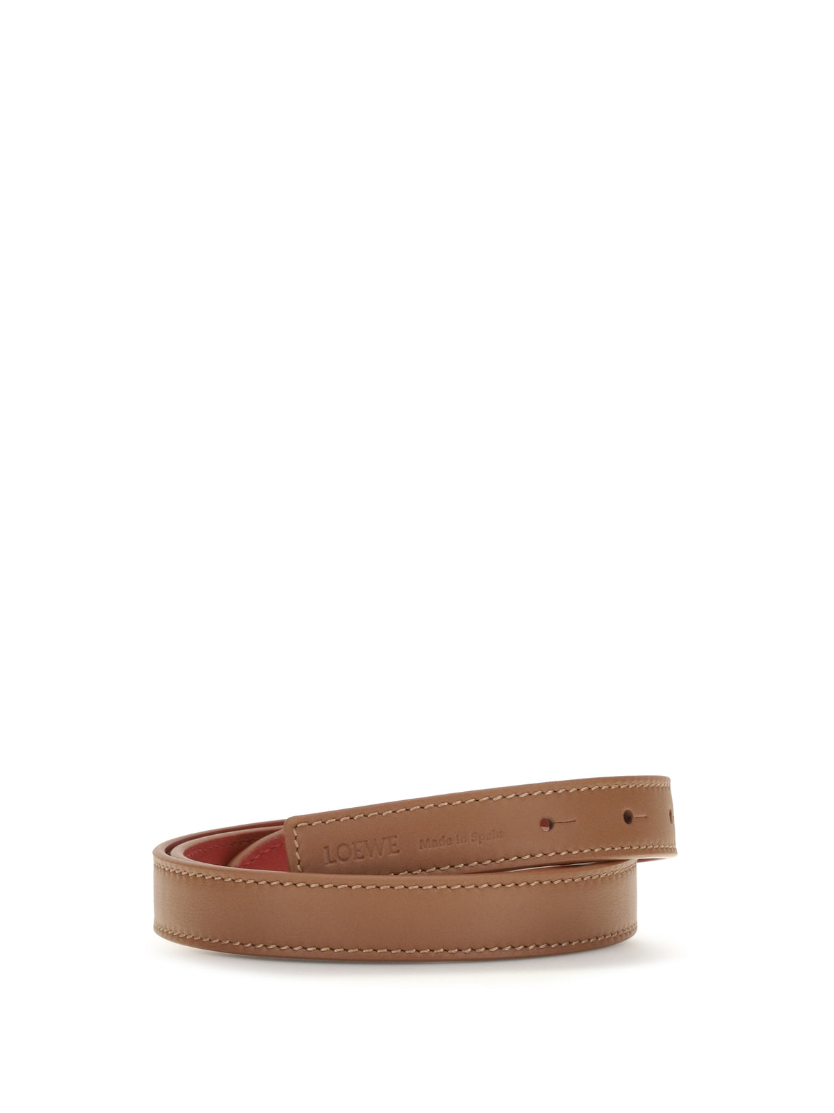Loewe Reversible Leather Belt - Tan/Carmine Red