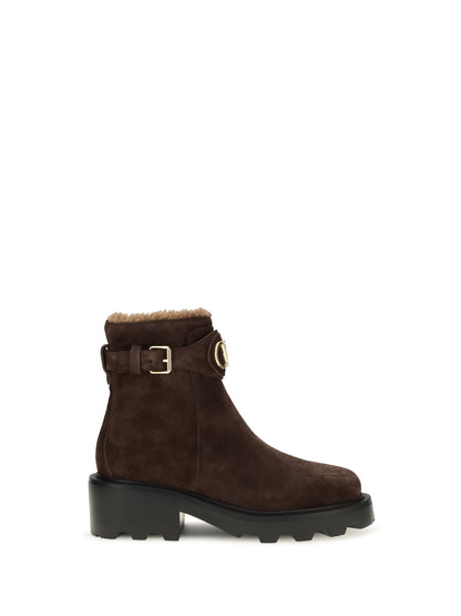 Valentino Garavani VLogo Signature leather ankle Boots - Ebony Brown/Camel