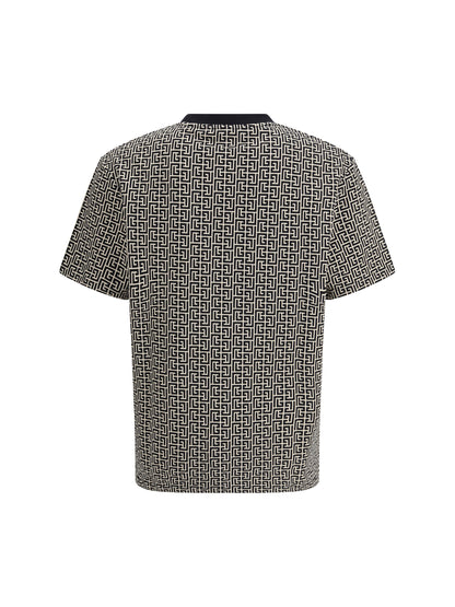 BALMAIN Jacquard T-shirt with PB labyrinth monogram