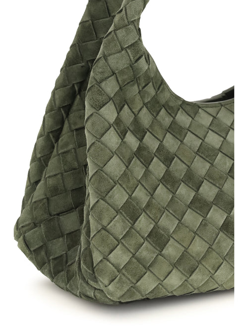 Bottega Veneta Small Campana Shoulder Bag - Green Tweed-M Brass