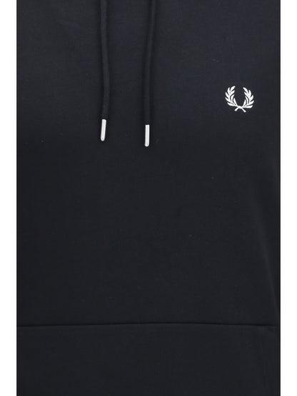 Fred Perry Hoodie with striped cuffs - Black