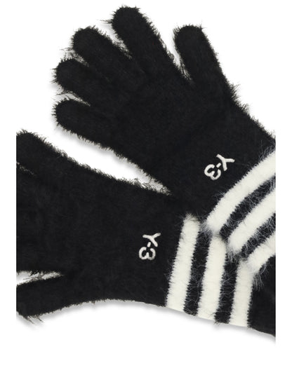 Y-3 Stripes knit Gloves - Black
