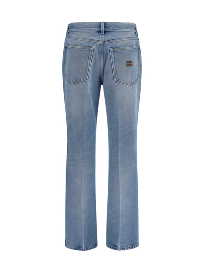 Miu Miu Washed denim five-pocket Jeans - Light Blue