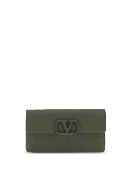 Valentino Garavani VLogo signature grainy calfskin chain Wallet - Oasis