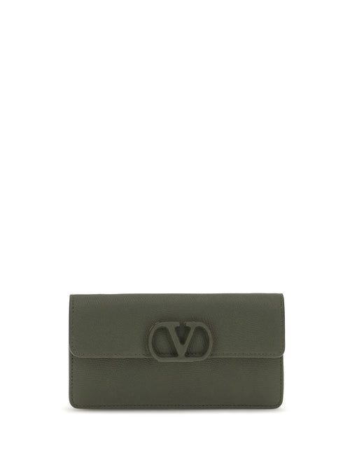 Valentino Garavani VLogo signature grainy calfskin chain Wallet - Oasis