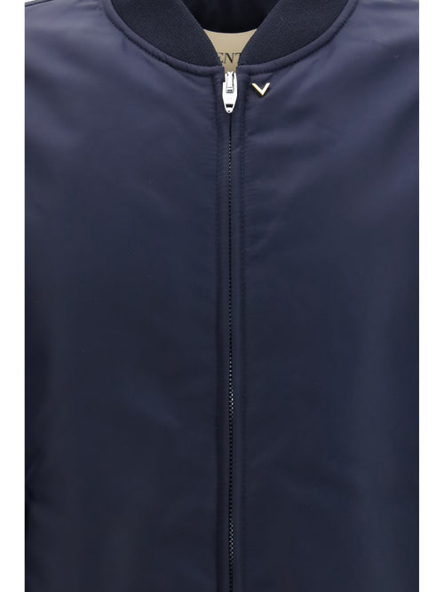 Valentino Nylon Jacket with ruffles - Navy Peony