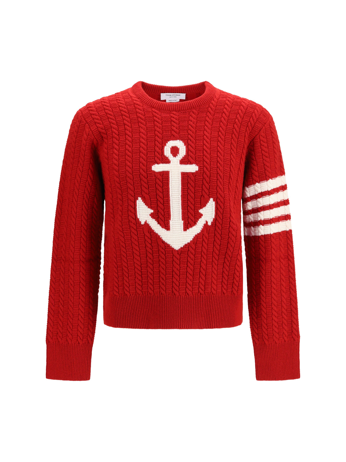 Thom Browne 4-Bar merino wool Sweater with Anchor motif - Red