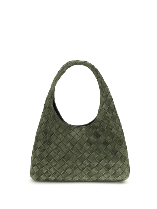 Bottega Veneta Small Campana Shoulder Bag - Green Tweed-M Brass